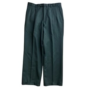 Vtg Willian Men’s Classic Green Pleated 100% Wool Trousers Size 36